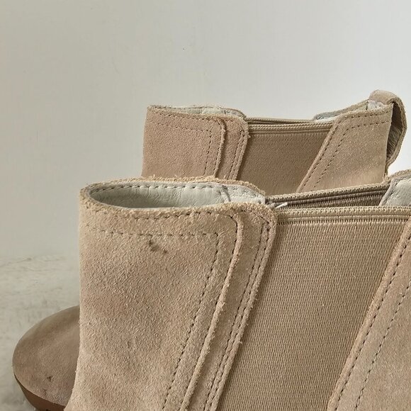 Sorel Joan Uptown Light Tan Chelsea Wedge Boots Suede Bootie 10 - Picture 2 of 12